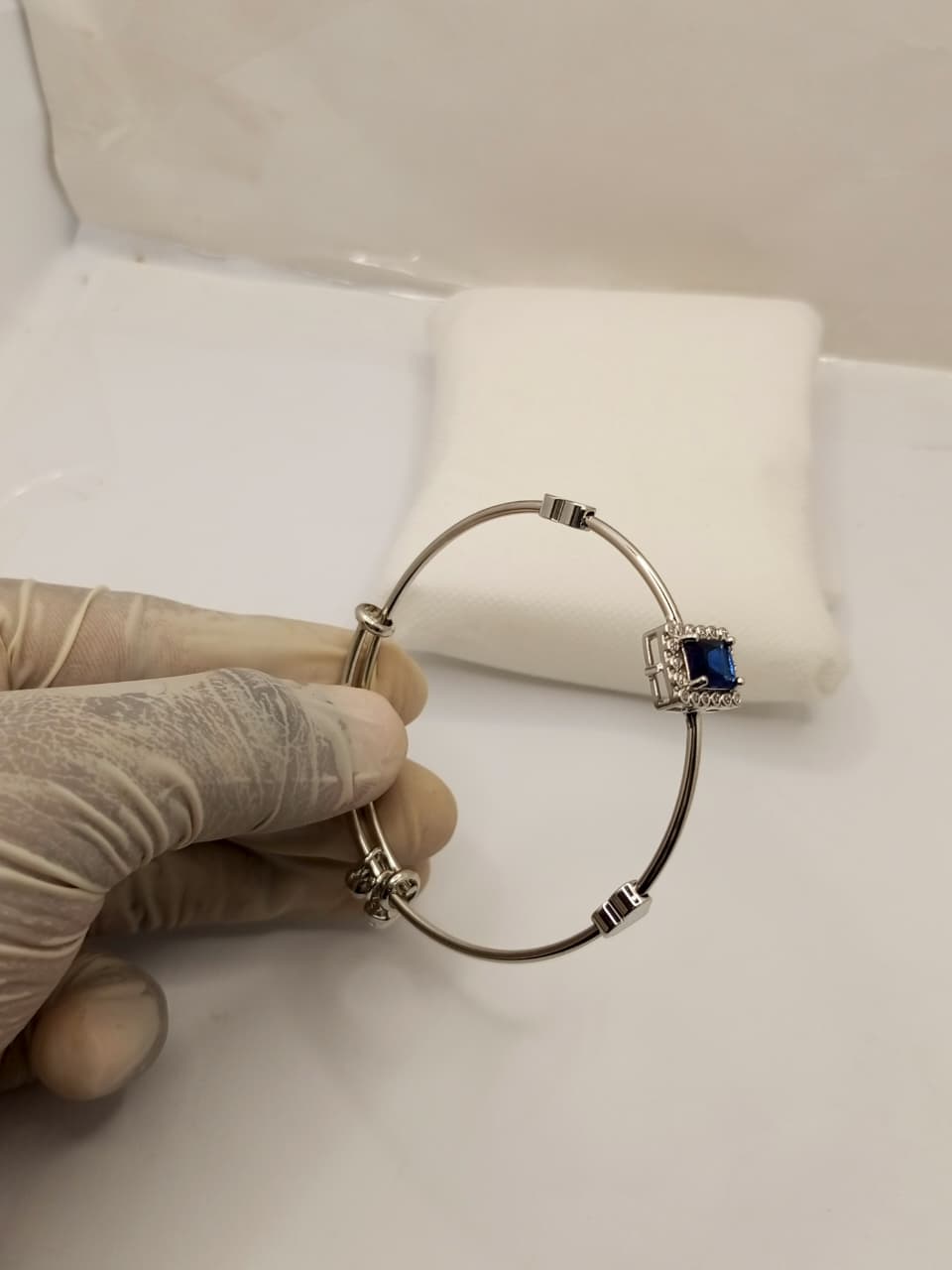 Silver bracelet with the blue stone